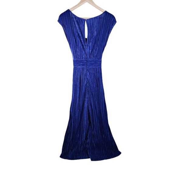 Anthropologie Maeve Sonata Pleated Jumpsuit Blue Tied Women's Size 6 Textured - Picture 4 of 16